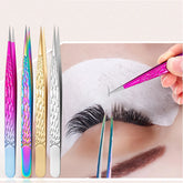 Eyelash Tweezers Extension Clip Stainless Steel Anti-Static Superhard High Precision Tweezers With Fiber Tips Makeup Tools
